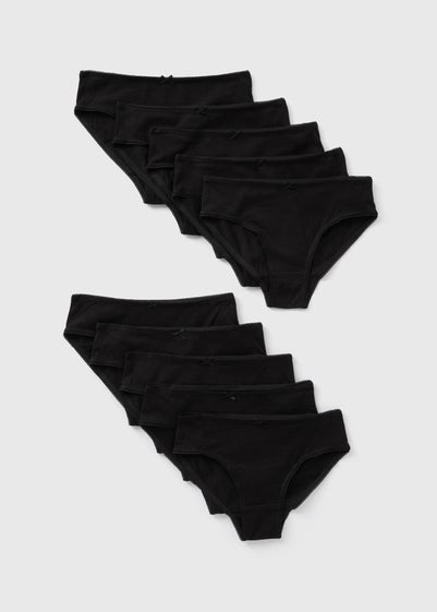 Girls 10 Pack Black Briefs (2-13yrs)