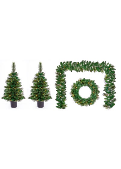 Premier Decorations Pre-Lit 4 Piece Cashmere Tipped Christmas Door Set