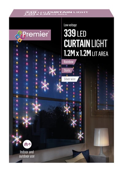 Premier Decorations 339 Rainbow LED Snowflake Curtain Lights