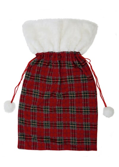 Premier Decorations Tartan Present Sack with Fur Edge Trim