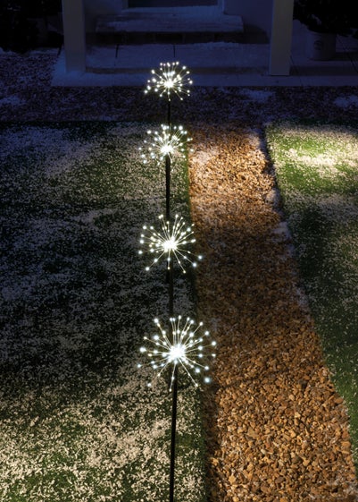 Premier Decorations 4 Piece Sparkle Sputnik White LED Path Lights