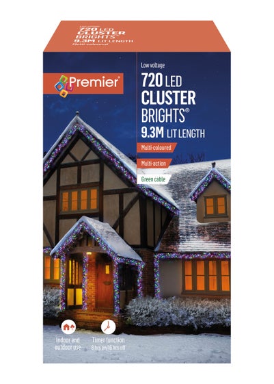 Premier Decorations 720 Multi-coloured LED Cluster Brights