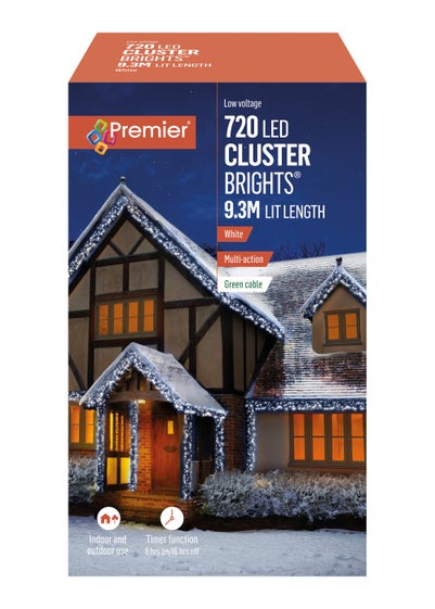 Premier Decorations 720 White LED Cluster Brights