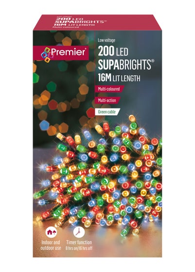 Premier Decorations 200 Multi-coloured LED Supabrights