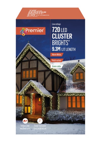 Premier Decorations 720 Warm White LED Cluster Brights