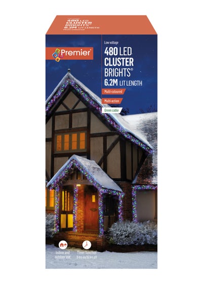 Premier Decorations 480 Multi-coloured LED Cluster Brights