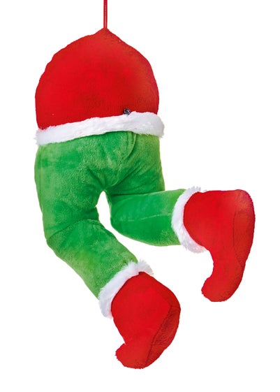 Premier Decorations Animated Door Hanging Leg Kicking Elf 32cm