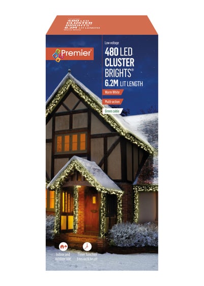 Premier Decorations 480 Warm White LED Cluster Brights