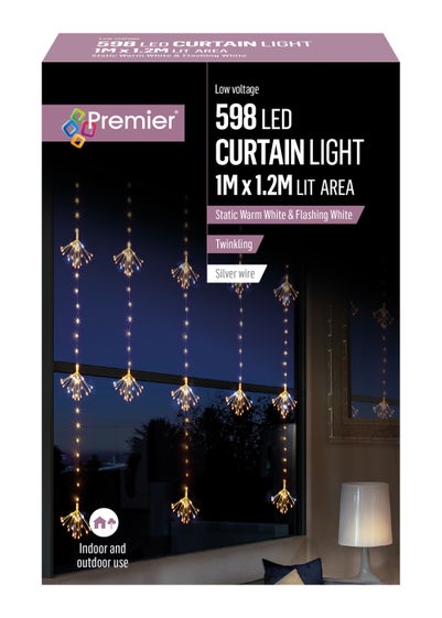 Premier Decorations 598 Warm White LED Twinkling Sputnik Curtain Light