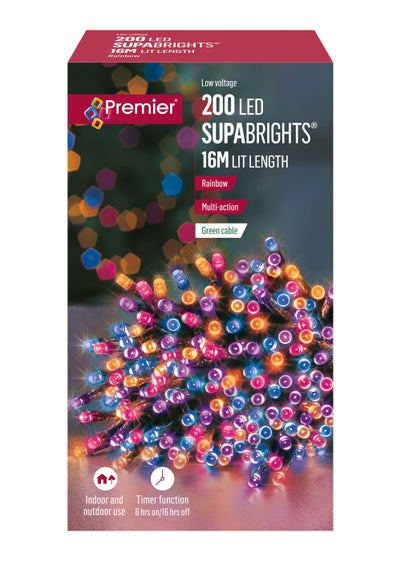 Premier Decorations 200 Rainbow LED Supabrights