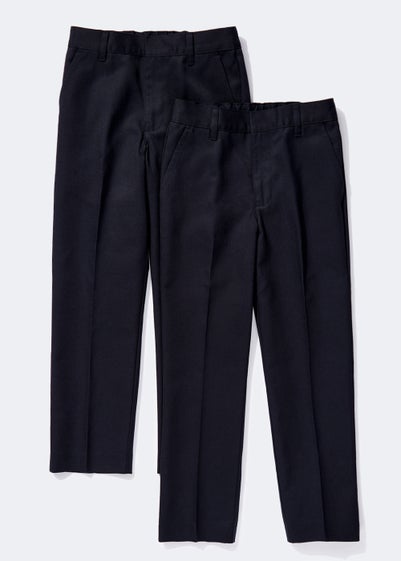 Boys 2 Pack Navy Slim Fit School Trousers (4-12yrs)