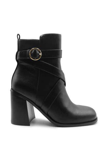 Where's That From Black Pu Aislinn Block Heel Ankle Boot