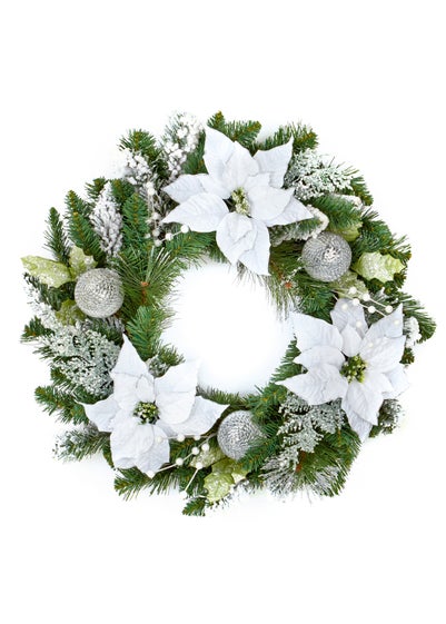 Premier Decorations 60cm White Poinsettia Wreath