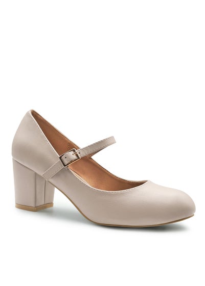 Where's That From Araceli Block Mary Jane Block Heel Pumps In Nude - Size 4