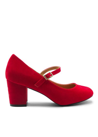 Where's That From Araceli Block Heel Mary Jane Pumps In Red Suede
