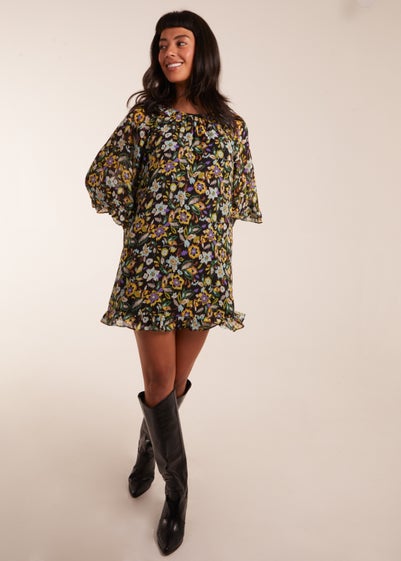 Blue Vanilla Multi Floral Raglan Sleeve Tunic Dress