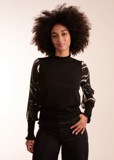 Blue Vanilla Black Marble Sleeve Frill Jumper