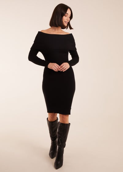 Blue Vanilla Black Bardot Knitted Tunic Dress