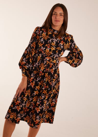 Blue Vanilla Multi High Neck Long Sleeve Dress