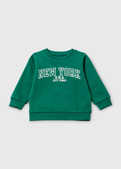 Boys Green New York Print Sweatshirt (1-7yrs) - Age 1 - 1.5 Years
