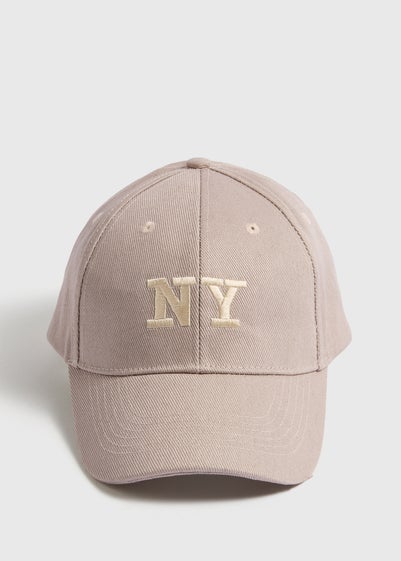 Beige New York Slogan Cap - One Size