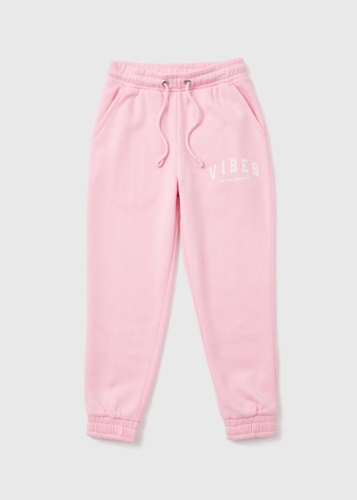 Girls Pink Vibes Print Joggers (7-15yrs) - Age 7 Years