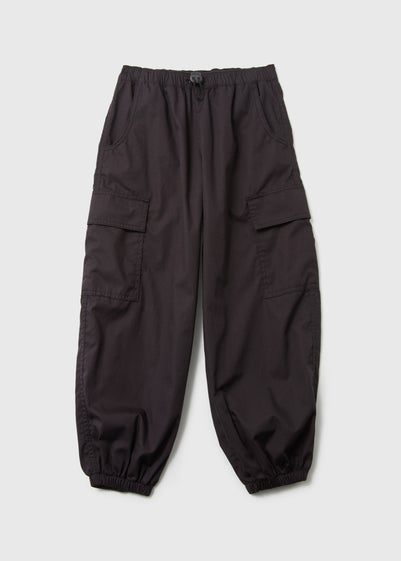 Girls Black Parachute Trousers (7-15yrs)