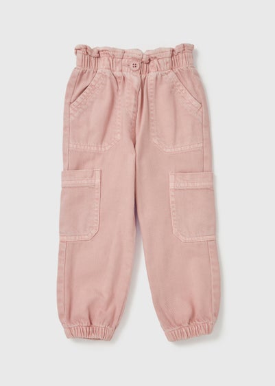 Girls Pink Paperbag Cargo Trousers (1-7yrs) - 1 to 1 half years