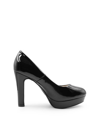 Where's That From Black Patent Alvina Platform Block High Heels