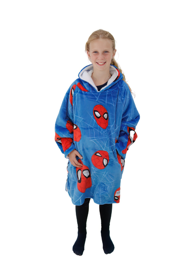 HUGZEE Kids Spiderman Heads Up Wearble Hooded Throw