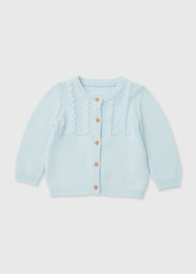 Baby Blue Cable Knit Cardigan (Newborn-23mths) - Age 6 - 9 Months