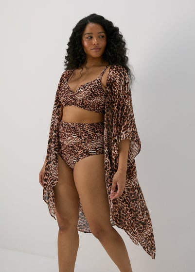 Brown Animal Print Kimono