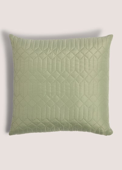 Green Geo Print Pinsonic Cushion (40cm x 40cm)