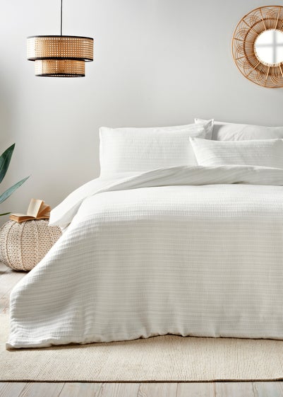 White Stitch Stripe Duvet Set