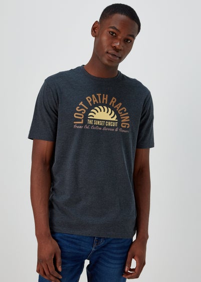 Navy Lost Path Racing Print T-Shirt - Small