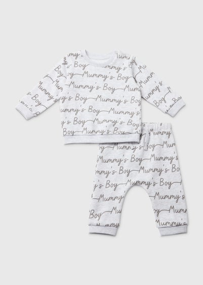 Baby Multicoloured Mummy's Boy Print Sweatshirt & Jogger Set (Newborn-23mths) - Age 9 - 12 Months