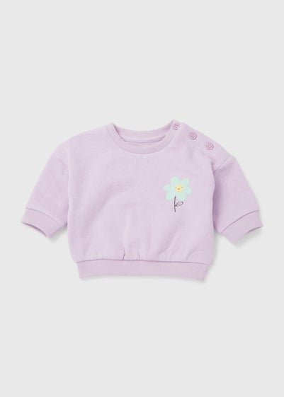Baby Lilac Flower Print Sweatshirt (Newborn-23mths) - Newborn