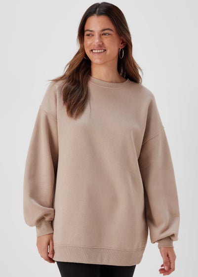 Beige Longline Sweatshirt - Small