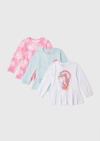 3 Pack Girls Pink & Blue Long Sleeve Top (1-7yrs) - 1 to 1 half years