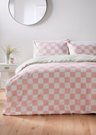 Pink Checkerboard Duvet Set