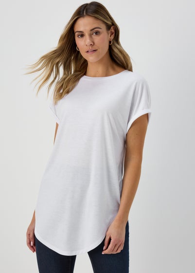 White Longline T-Shirt - Medium