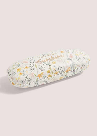 Yellow Floral Print Glasses Case