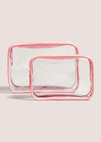 2 Pack Pink Clear Cosmetic Bag