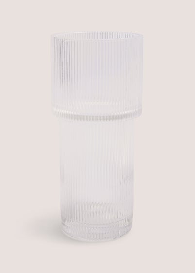 Ribbed Glass Vase (24cm x 11cm x 11cm)