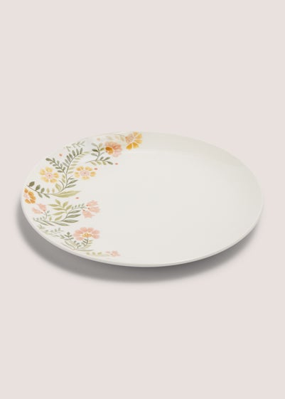 White Floral Folk Dinner Plate (24cm)