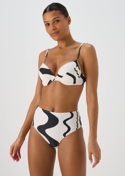 Black Swirl Design High Waisted Bikini Bottoms - Size 20