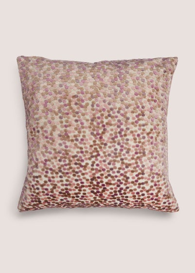 Pink Velvet Polka Dot Cushion (43cmx43cm)