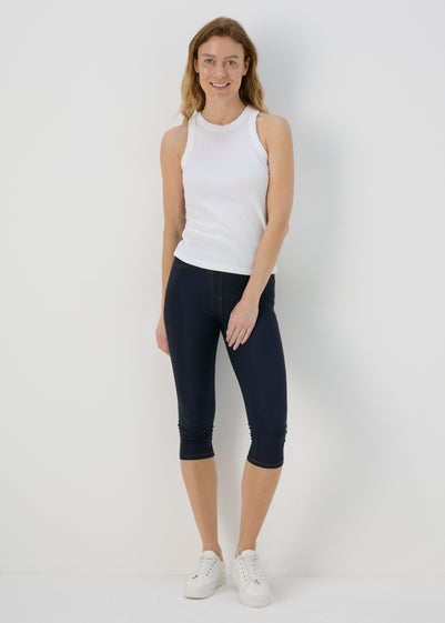 Blue Denim Crop Leggings