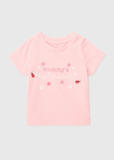 Baby Pink Mummy's Bestfriend Slogan T-Shirt (Newborn-23mths) - Newborn