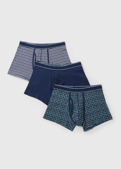 3 Pack Navy Keyhole Geo Boxers